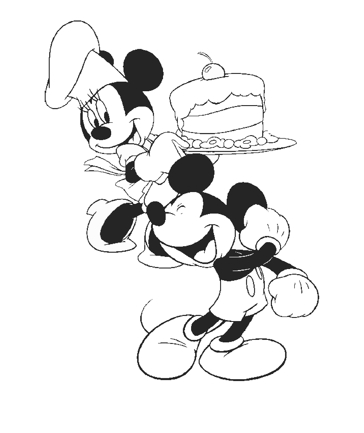 Микки Маус с днем рождения раскраска