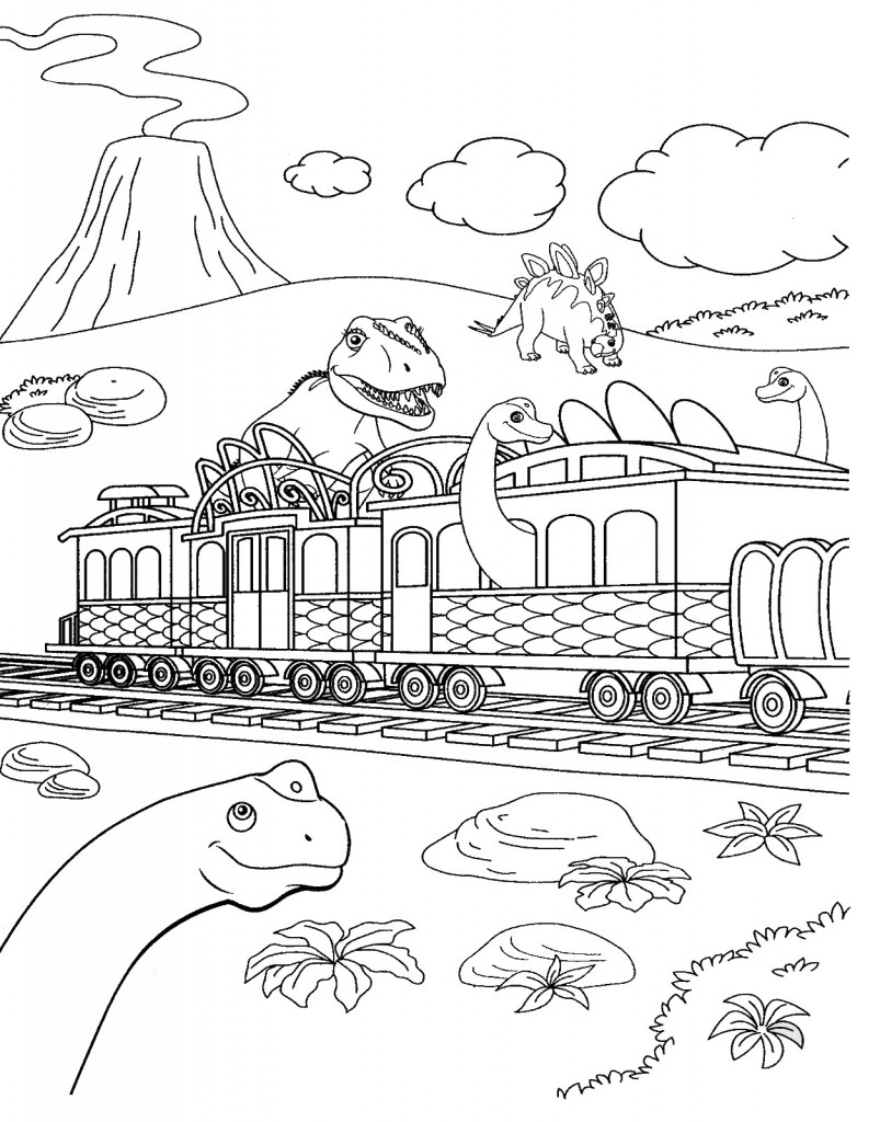 דף צביעה רכבת הדינוזאורים 16