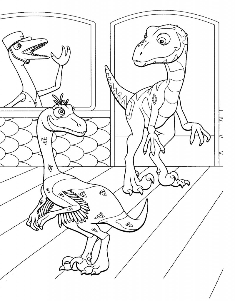 דף צביעה רכבת הדינוזאורים 3