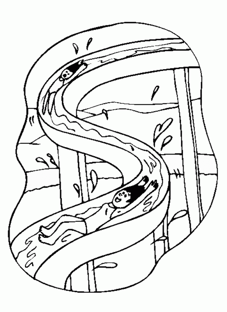 דף צביעה ילדים במגלשת מים